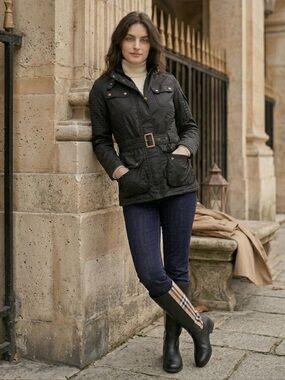 NWT Barbour International Vanier Black Streak Waxed Cotton Slim Moto Jacket 6